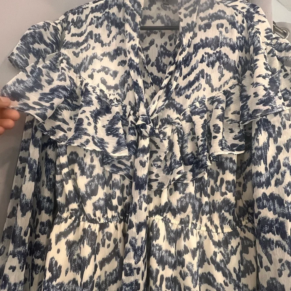 EUC Eloquii Blue and White Long Sleeve Dress - Picture 2 of 7